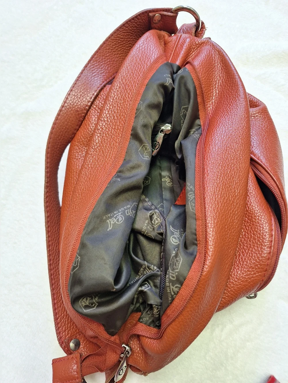 Valentina Italy Pebbled Leather Hobo Shoulder Bag 🇮🇹 Brick Red | Made in Italy